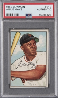 1952 Bowman #218 Willie Mays – PSA Authentic
